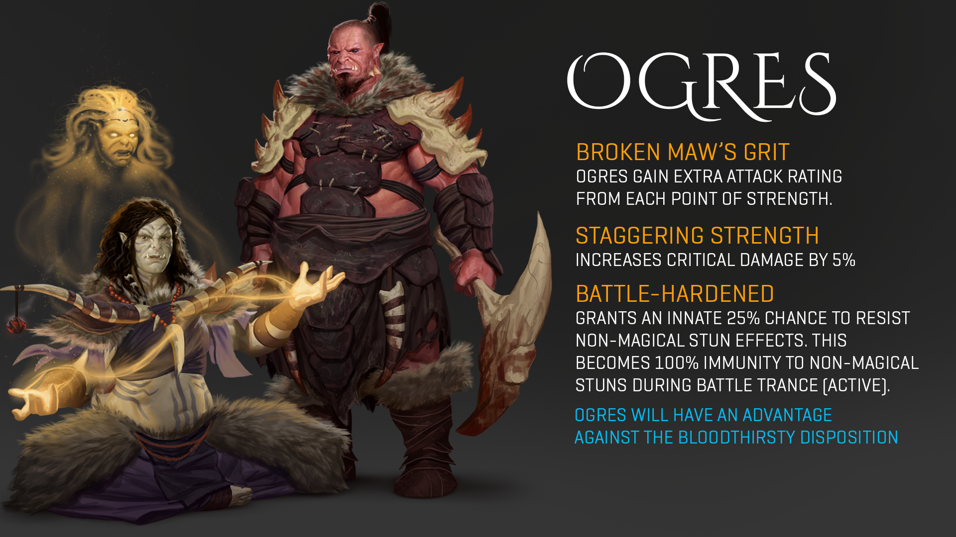 2019-Oct 30: Ogre racial passives listed with concept art