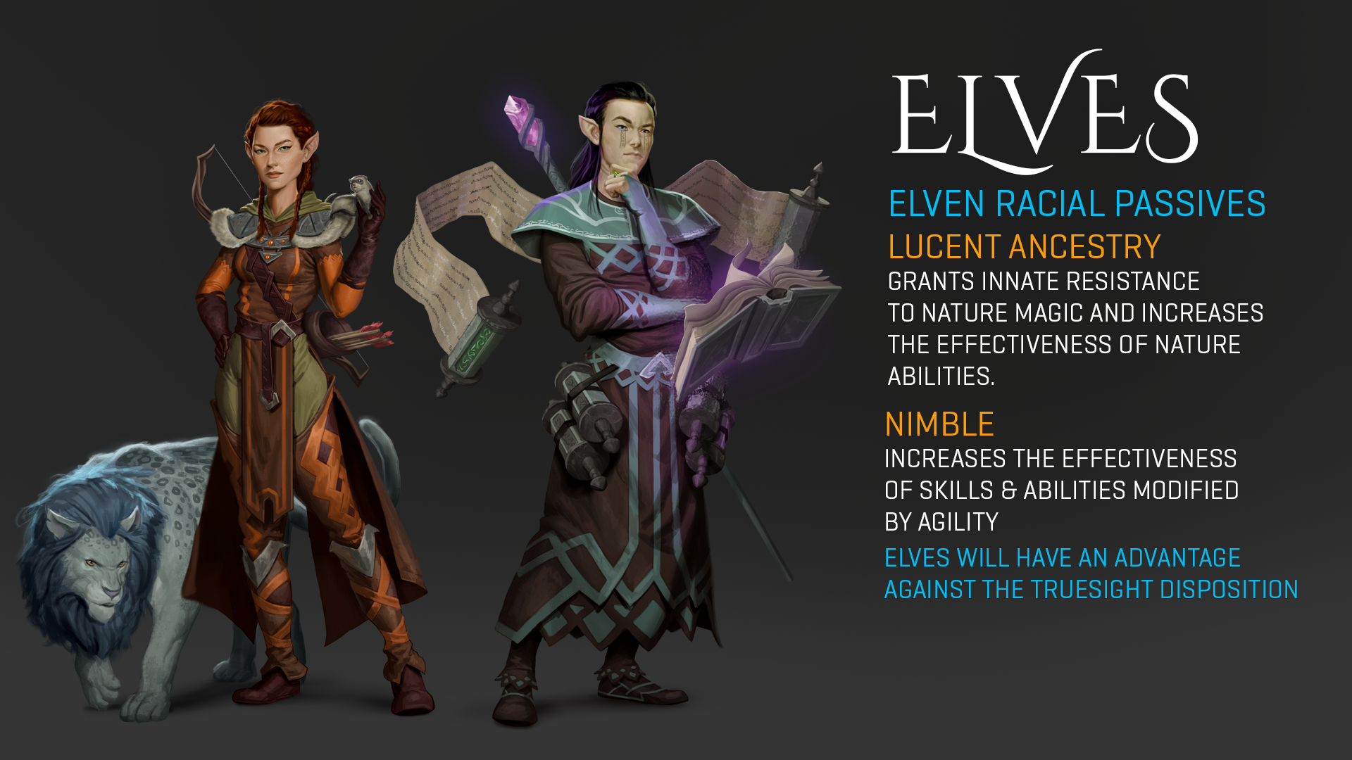 2019-Oct 30: Elf racial passives listed with concept art