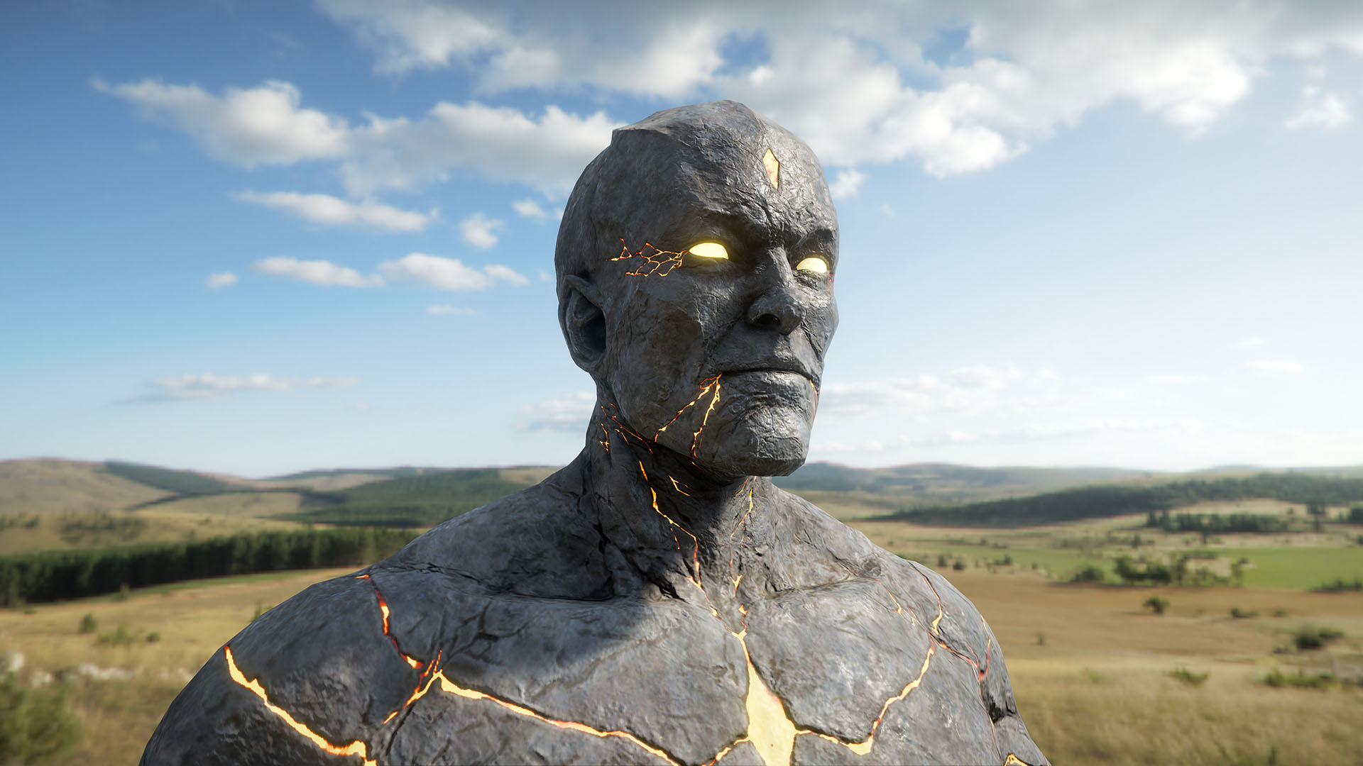 2020-Mar 6: close-up of a render of Archai character model