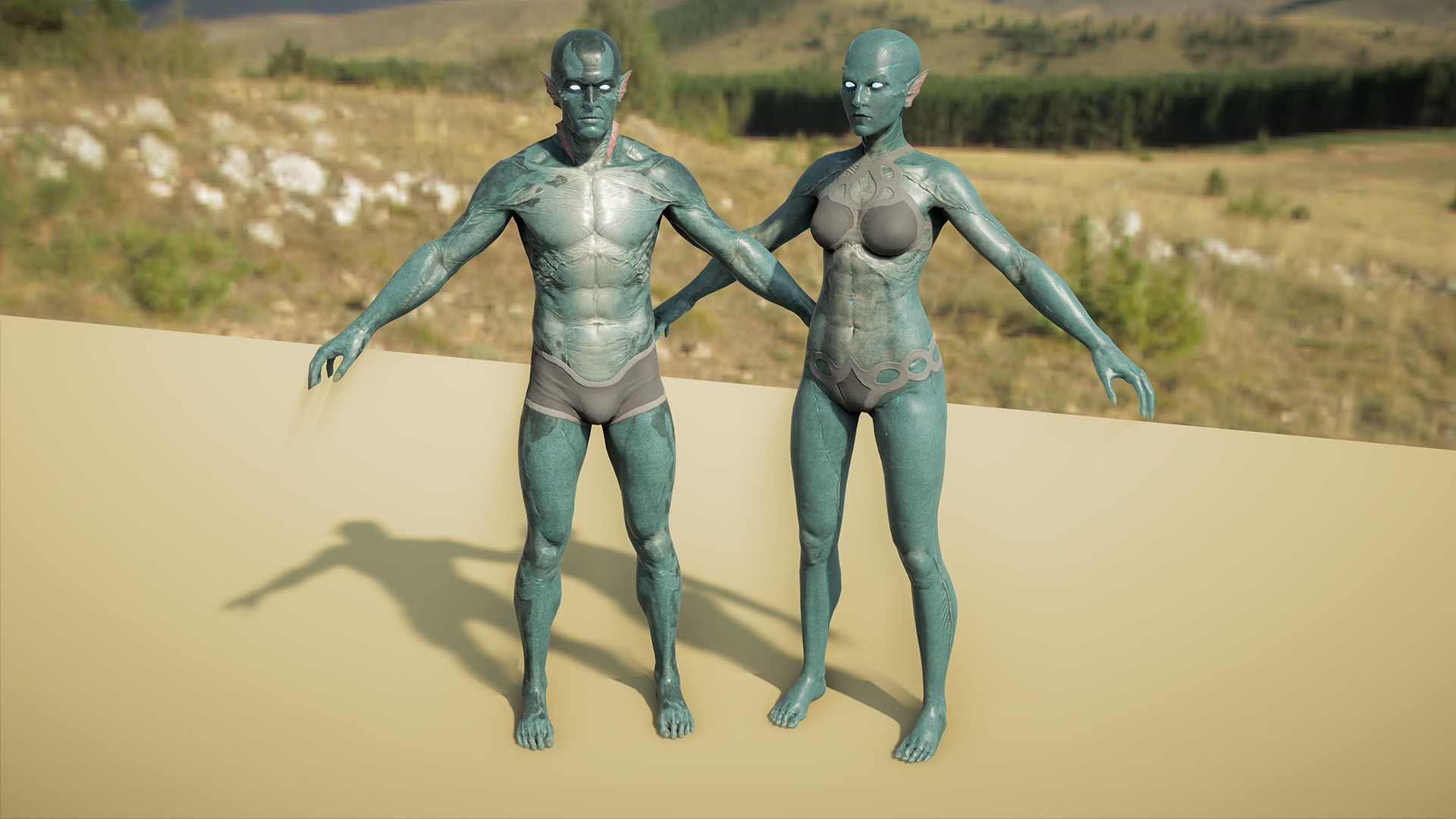 2020-Mar 6: render of male and female Dark Myr character models