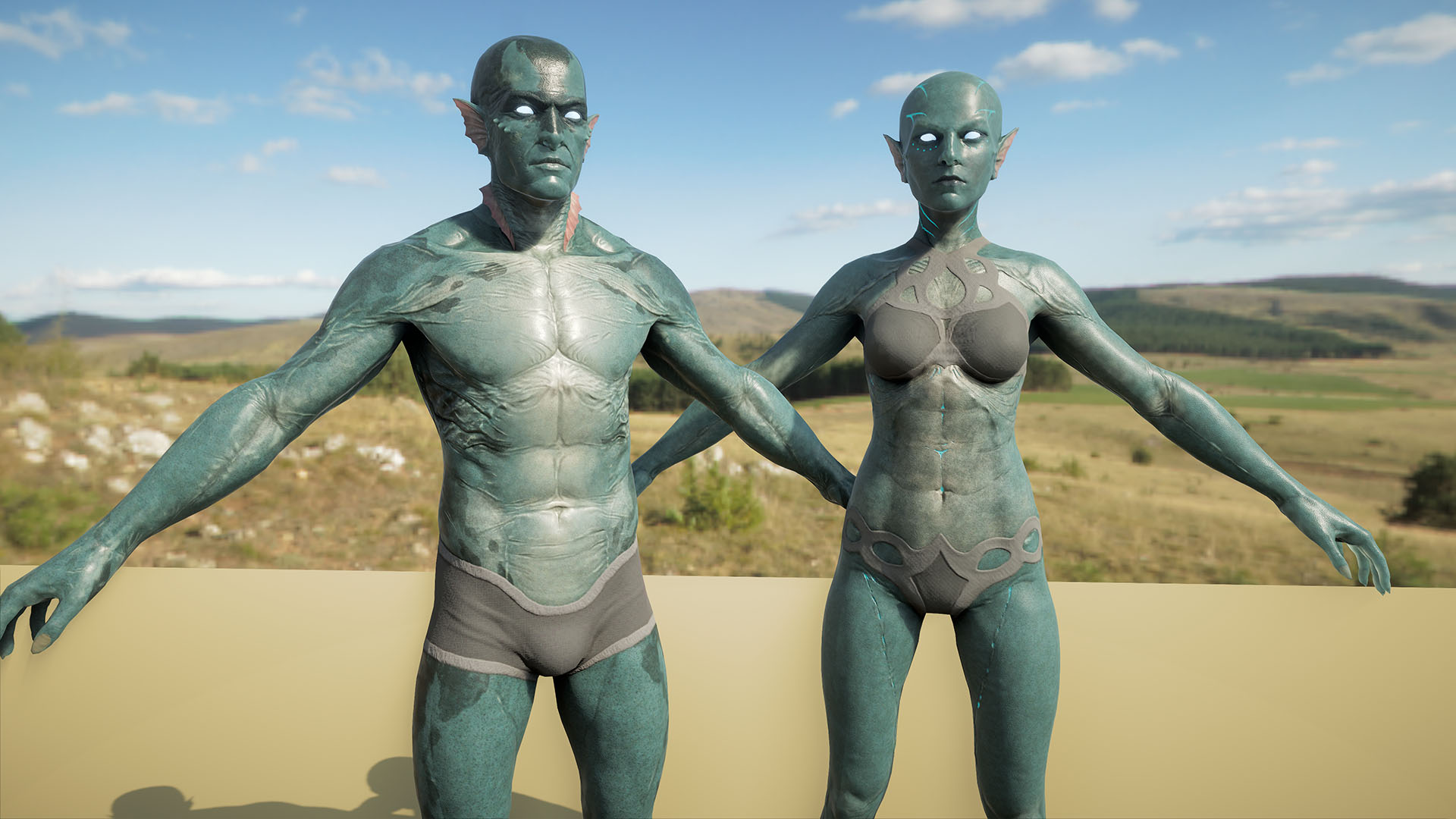 2020-Mar 6: render of male and female Dark Myr character models