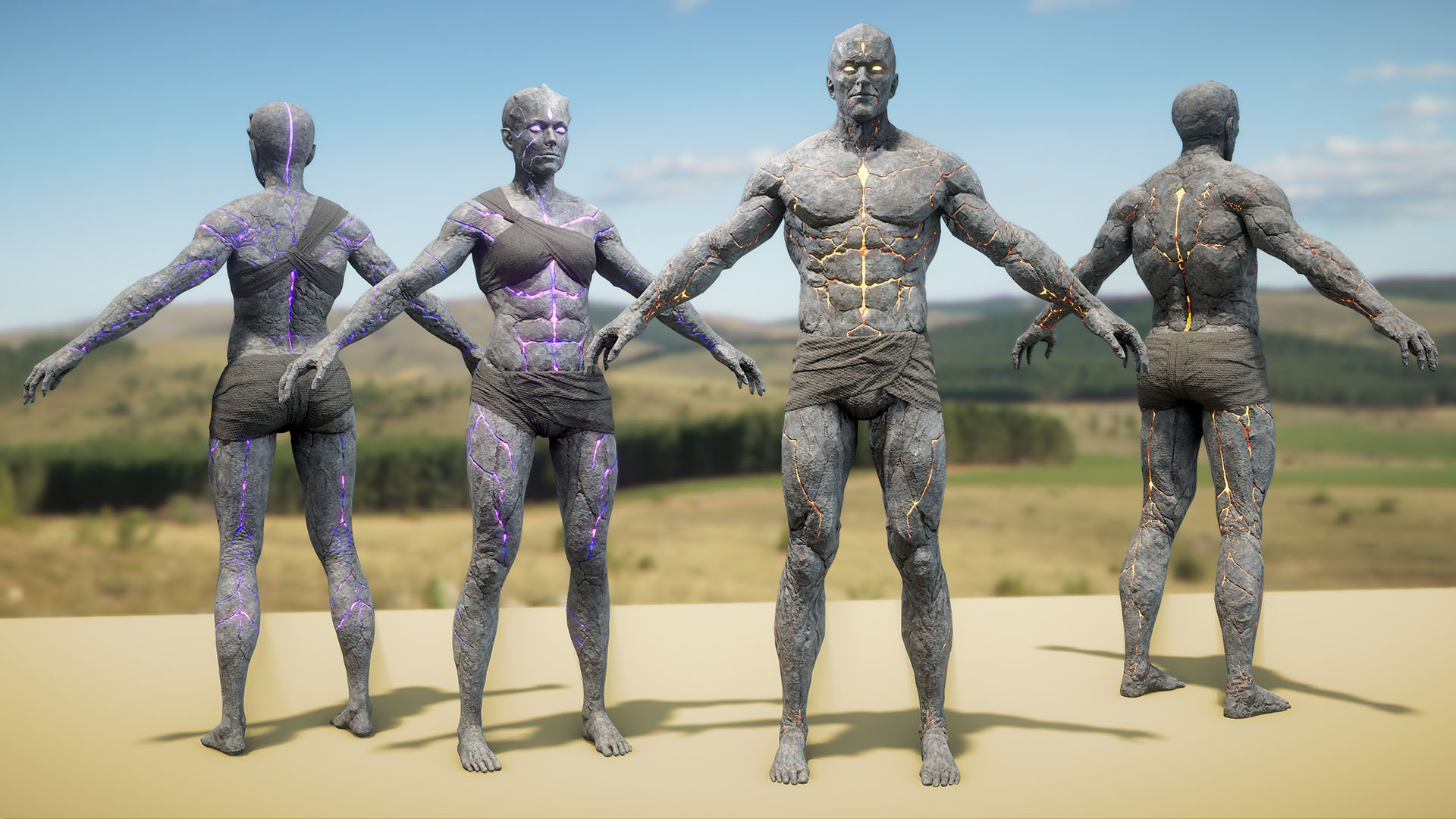2020-Mar 6: render of female and male Archai character models