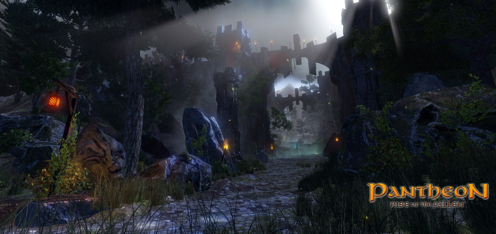 2015-May 4: John Diasparra uses J.P. Targete's paint-over concept art as a reference to finalize the scene in-game. Avendyr's Pass during day/night cycle.