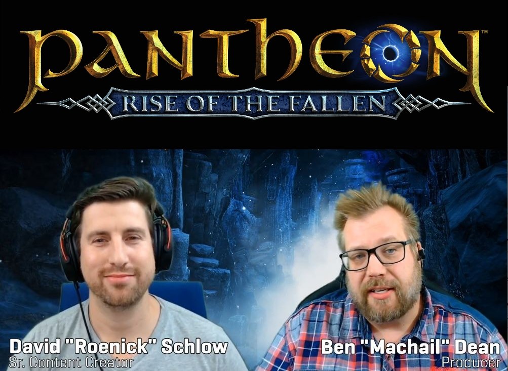 2019-Nov 26: David Schlow and Ben Dean over a screenshot of Amberfaet to promote a Developer Twitch stream (with new Pantheon logo)