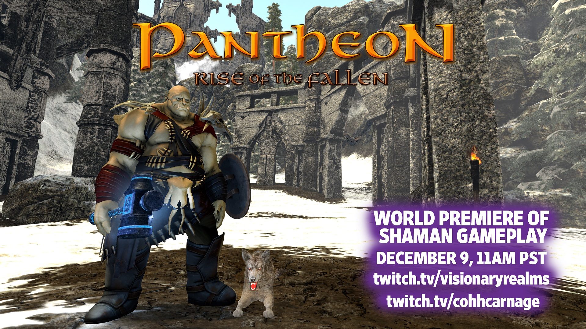 2016-Dec 5: promo with screenshot of Ogre Shaman with spirit wolf pet in Avendyr's Pass