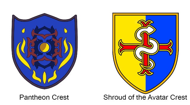 2014-Jan 31: concept of a cloak crest to be used in a cross-Kickstarter promotion with Shroud of the Avatar.