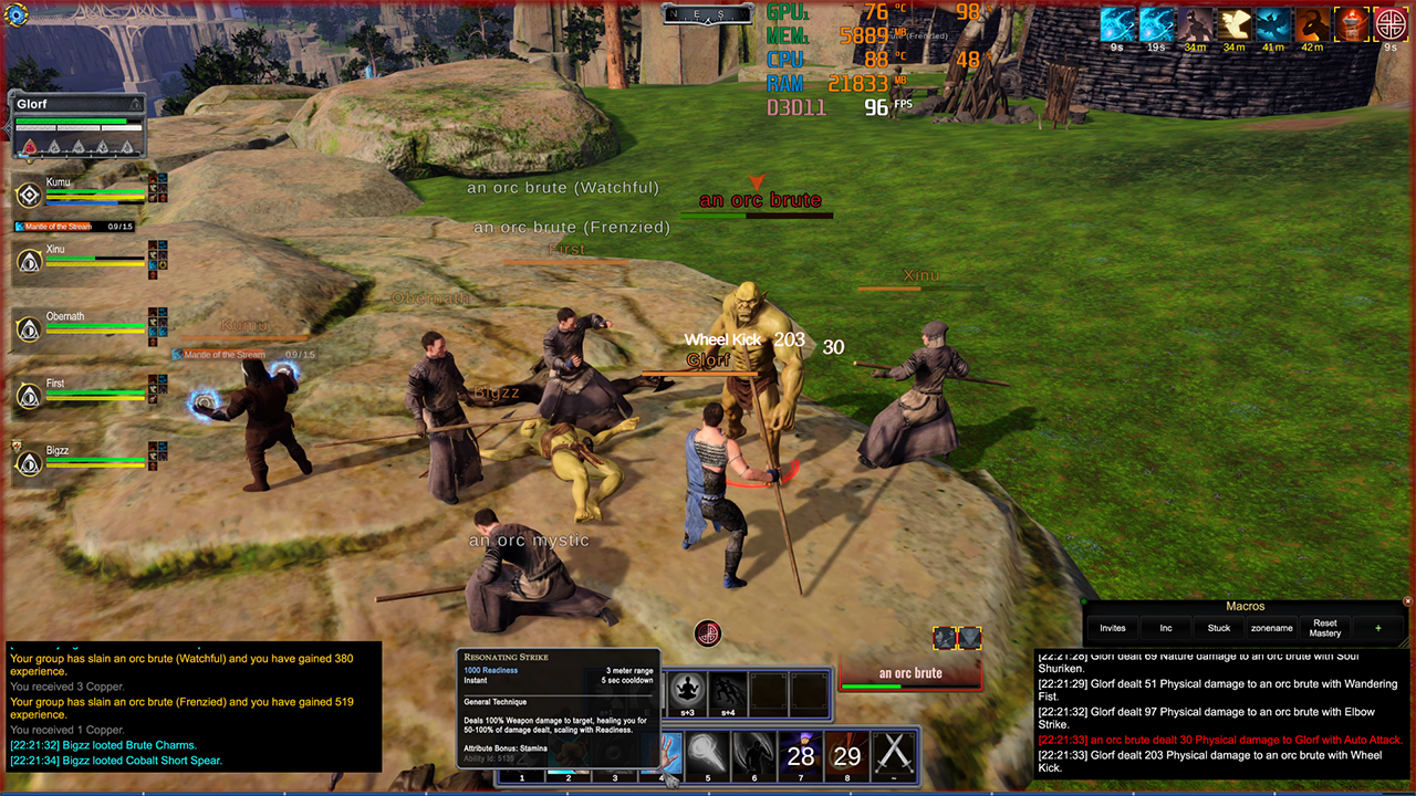 2023-Jul 25: character models in combat with an orc NPC during a Pre-Alpha test