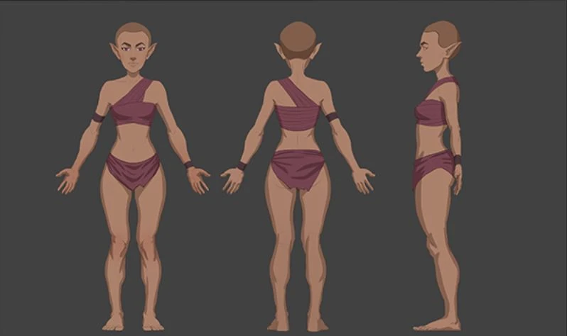 2017-Oct 11: orthographic concept art of Halfling character model