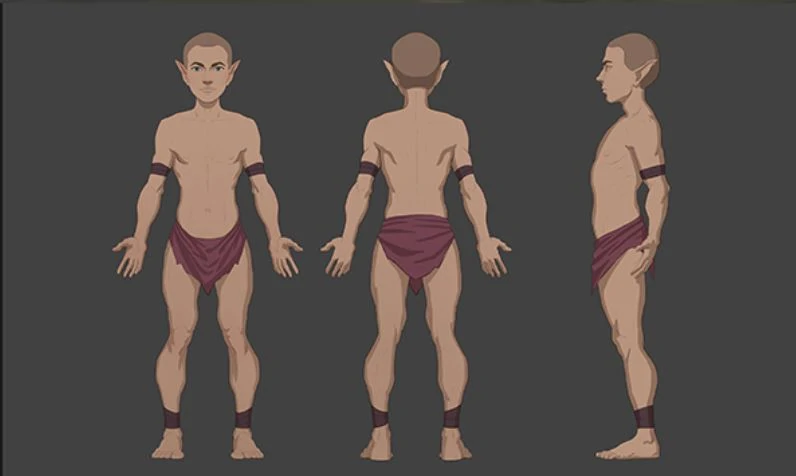 2017-Oct 11: orthographic concept art of Halfling character model